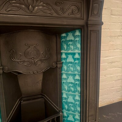 Antique Cast Iron Art Nouveau Combination Fireplace