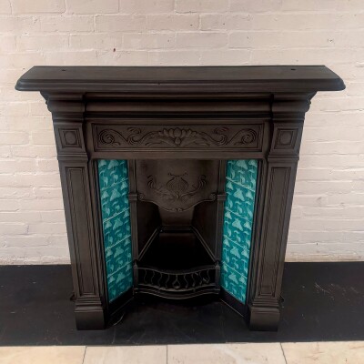 Antique Cast Iron Art Nouveau Combination Fireplace