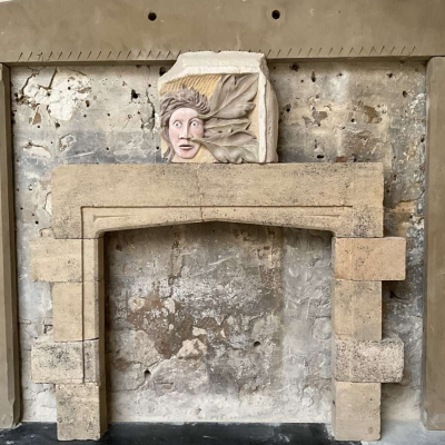 Petite Antique Cotswold Stone Fireplace