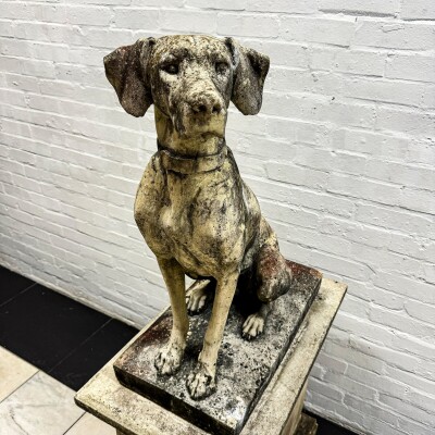 Reclaimed Terracotta Single Gun Dog on Plinth