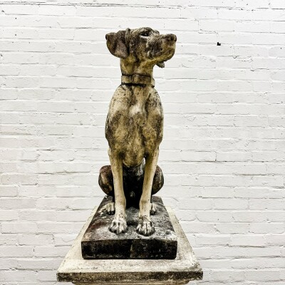 Reclaimed Terracotta Single Gun Dog on Plinth