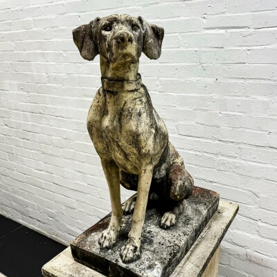Reclaimed Terracotta Single Gun Dog on Plinth