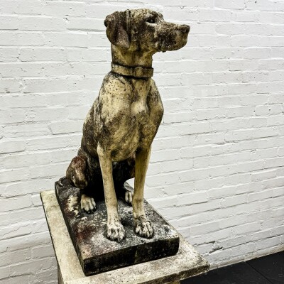 Reclaimed Terracotta Single Gun Dog on Plinth