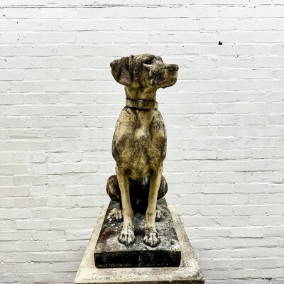 Reclaimed Terracotta Single Gun Dog on Plinth