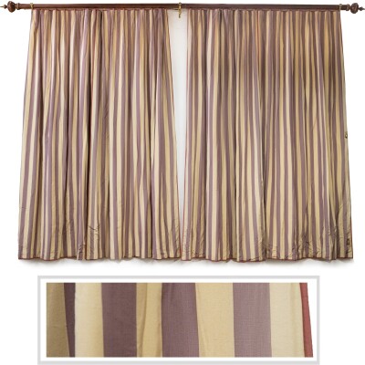 Reclaimed Long Brushed Silk Striped Curtains (295cm drop)