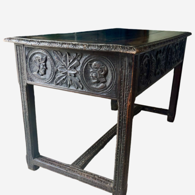 17th Century Oak Console Carved Roundel Table