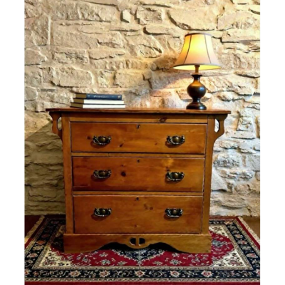A Small Antique Art Nouveau Pine Chest of Drawers