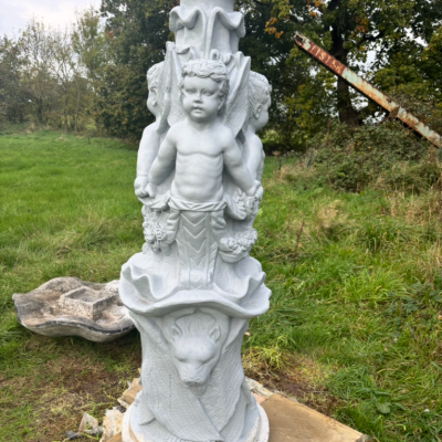 Original Carved Cherub Carrara Marble Water fountain