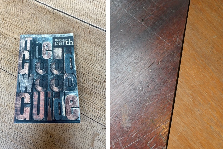 Salvo Good Wood Guide and Truly Reclaimed teak at The Duke Organic pub