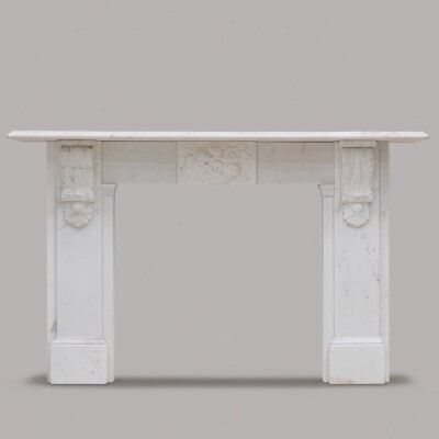 Antique Victorian Marble Surround with Ornate Carved Corbels
