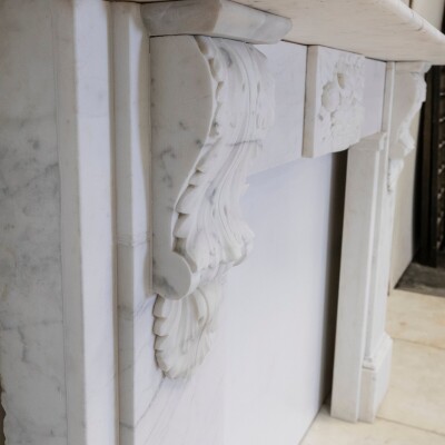 Antique Victorian Marble Surround with Ornate Carved Corbels