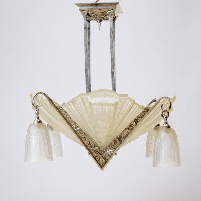 Antique French Art Deco Célestin Jamain Glass Chandelier | Frontisi