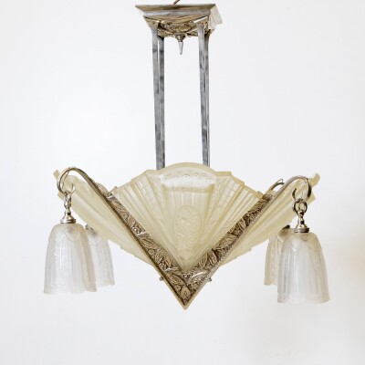 Antique French Art Deco Célestin Jamain Glass Chandelier | Frontisi