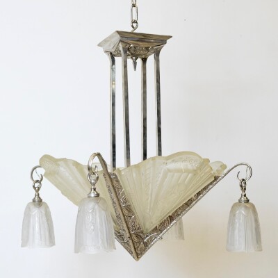 Antique French Art Deco Célestin Jamain Glass Chandelier | Frontisi