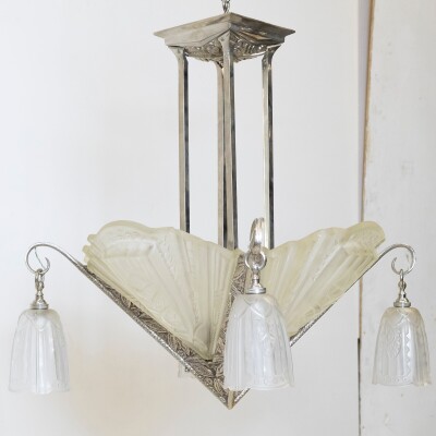 Antique French Art Deco Célestin Jamain Glass Chandelier | Frontisi