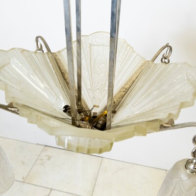 Antique French Art Deco Célestin Jamain Glass Chandelier | Frontisi