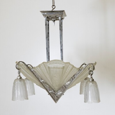 Antique French Art Deco Célestin Jamain Glass Chandelier | Frontisi