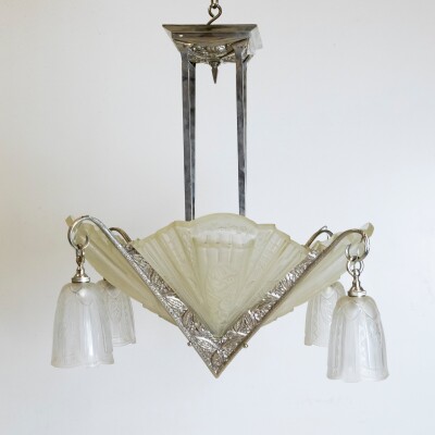 Antique French Art Deco Célestin Jamain Glass Chandelier | Frontisi