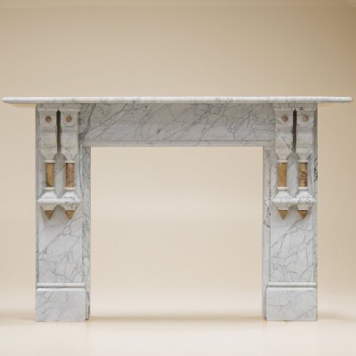 Antique Fireplace Surround With Sienna Marble Columns