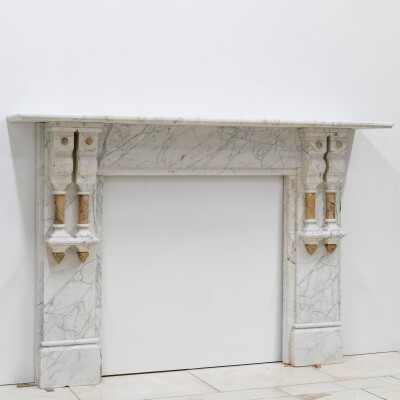 Antique Fireplace Surround With Sienna Marble Columns