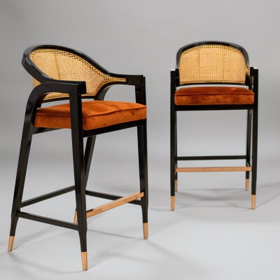Reclaimed Pair of Mid Century Inspired Bar Stools | Edward Wormley
