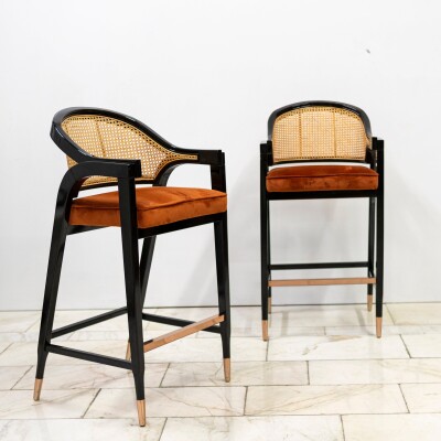 Reclaimed Pair of Mid Century Inspired Bar Stools | Edward Wormley