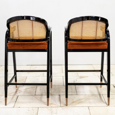 Reclaimed Pair of Mid Century Inspired Bar Stools | Edward Wormley