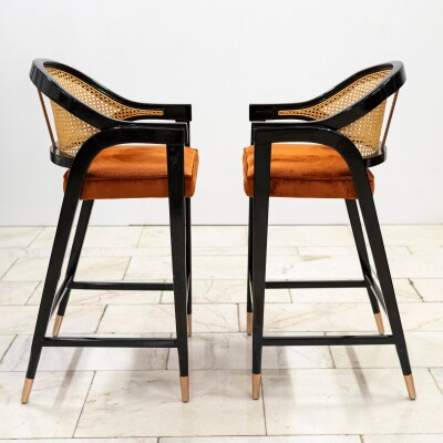 Reclaimed Pair of Mid Century Inspired Bar Stools | Edward Wormley