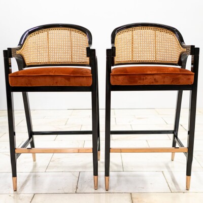Reclaimed Pair of Mid Century Inspired Bar Stools | Edward Wormley