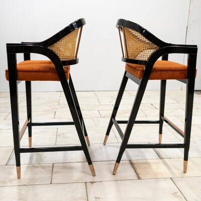 Reclaimed Pair of Mid Century Inspired Bar Stools | Edward Wormley