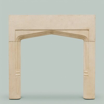 Antique Gothic Revival Bath Stone Fireplace Surround