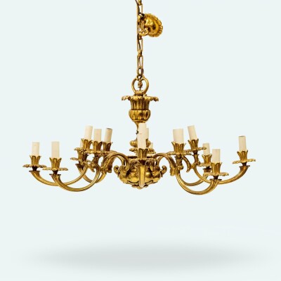 Antique Early 19th Century Gilded Brass Chandelier