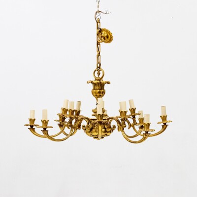 Antique Early 19th Century Gilded Brass Chandelier