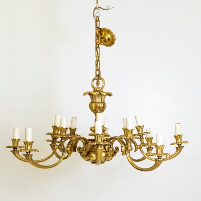 Antique Early 19th Century Gilded Brass Chandelier