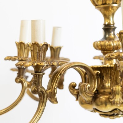 Antique Early 19th Century Gilded Brass Chandelier
