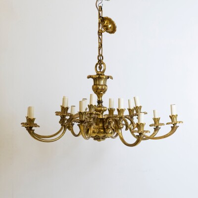 Antique Early 19th Century Gilded Brass Chandelier