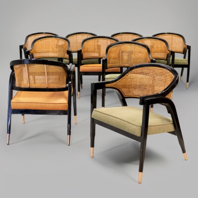 Reclaimed Set of 10 Mid Century Inspired Dining Chairs | Edward Wormley