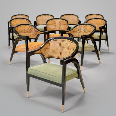 Reclaimed Set of 10 Mid Century Inspired Dining Chairs | Edward Wormley