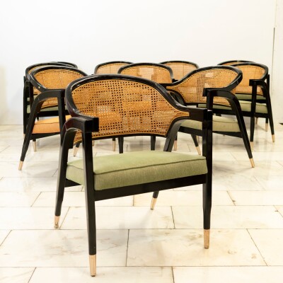 Reclaimed Set of 10 Mid Century Inspired Dining Chairs | Edward Wormley