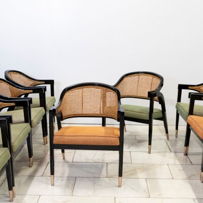 Reclaimed Set of 10 Mid Century Inspired Dining Chairs | Edward Wormley