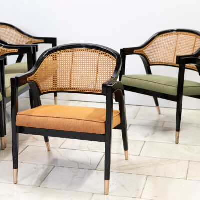 Reclaimed Set of 10 Mid Century Inspired Dining Chairs | Edward Wormley