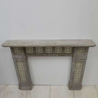 Rare Victorian Stone Fireplace Surround with Minton Tiles