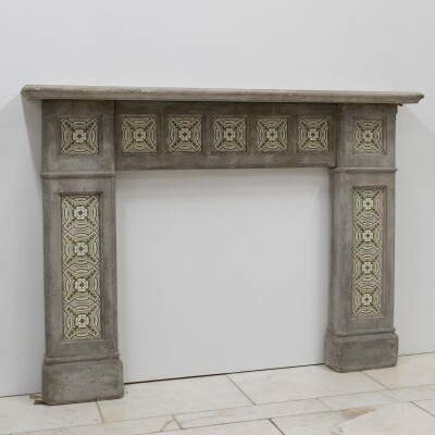 Rare Victorian Stone Fireplace Surround with Minton Tiles