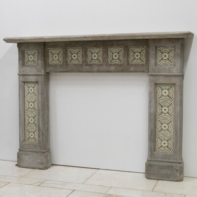 Rare Victorian Stone Fireplace Surround with Minton Tiles