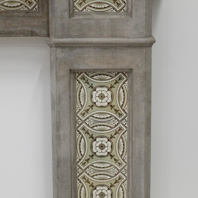Rare Victorian Stone Fireplace Surround with Minton Tiles