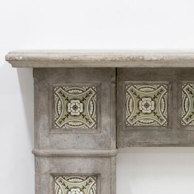 Rare Victorian Stone Fireplace Surround with Minton Tiles