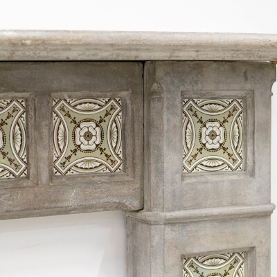 Rare Victorian Stone Fireplace Surround with Minton Tiles
