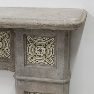 Rare Victorian Stone Fireplace Surround with Minton Tiles