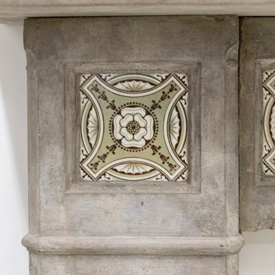 Rare Victorian Stone Fireplace Surround with Minton Tiles