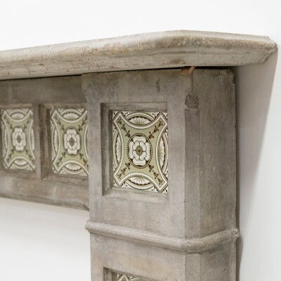 Rare Victorian Stone Fireplace Surround with Minton Tiles